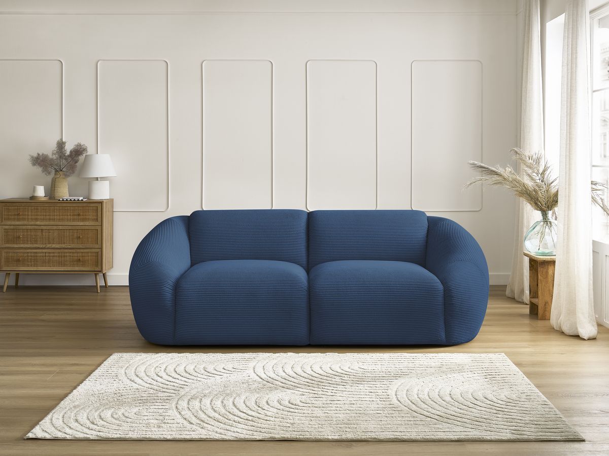 Canapé droit 2 places TINA velours côtelé bleu foncé — vue 5