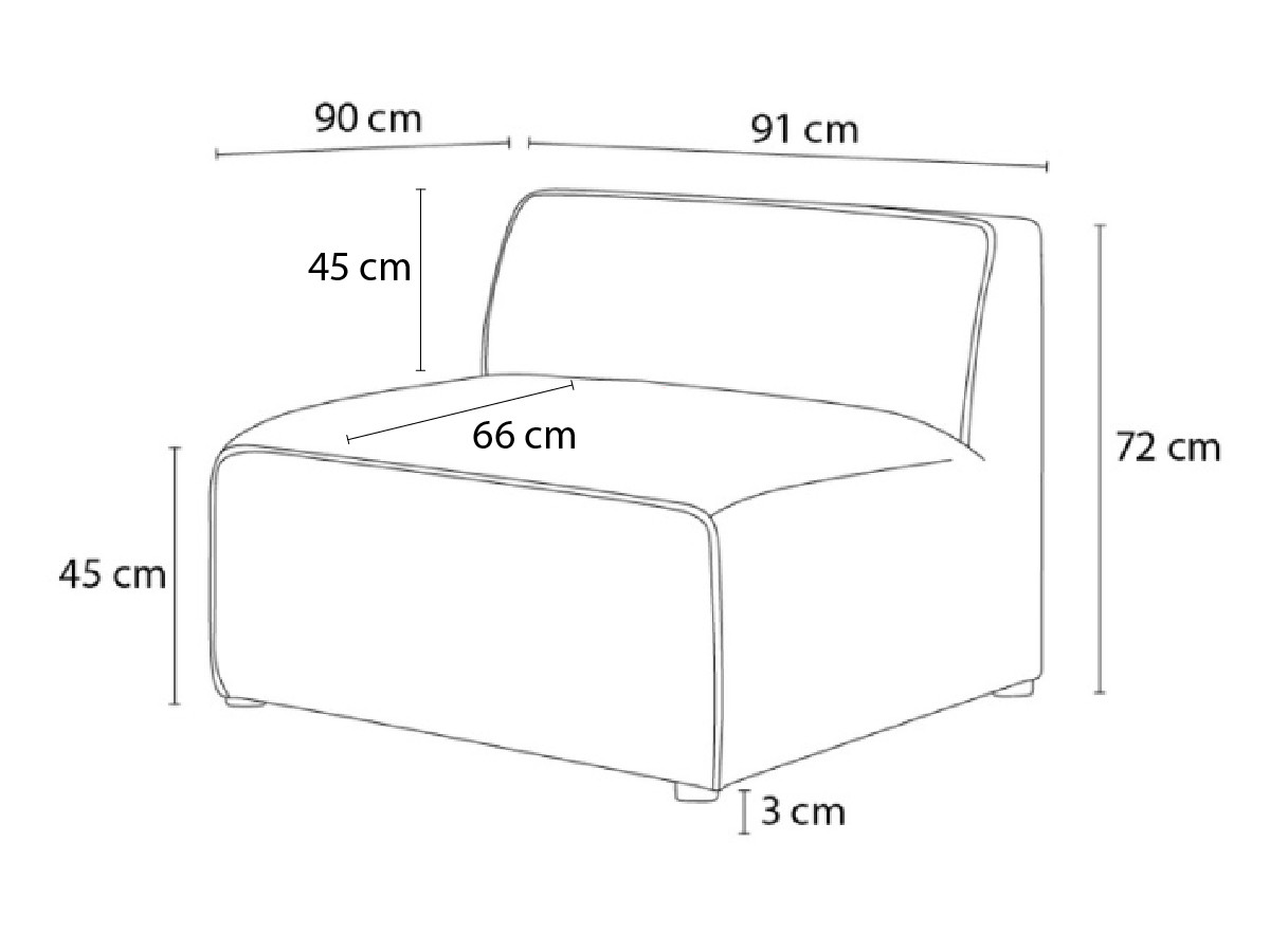 1-zitsfauteuil voor modulaire bank ROUSSEAU in structuurstof
