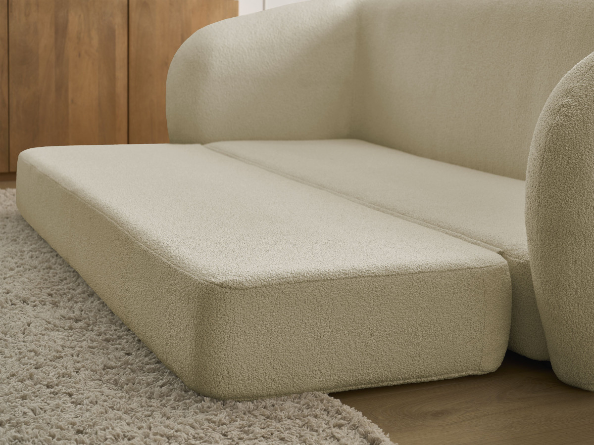 Canapé droit convertible déplimousse NEYO tissu bouclette