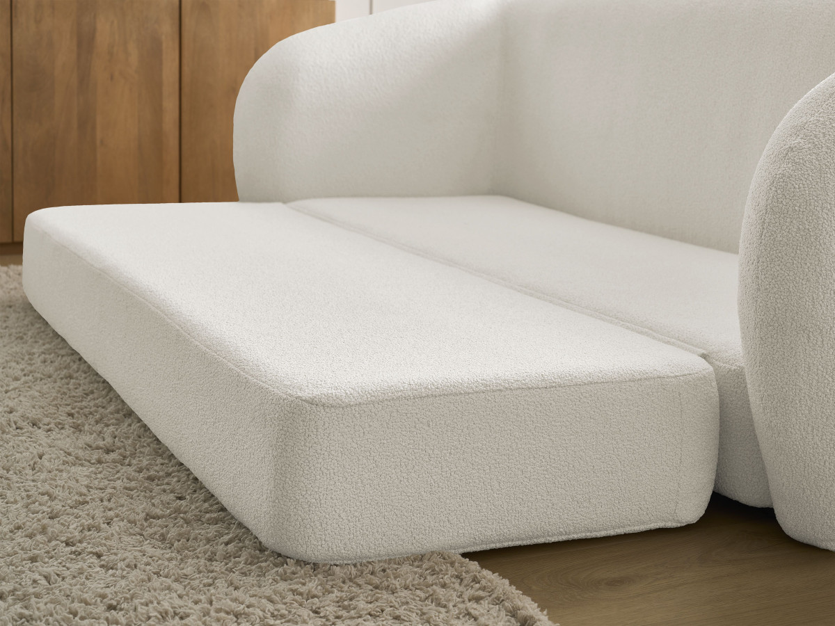 Canapé droit convertible déplimousse NEYO tissu bouclette