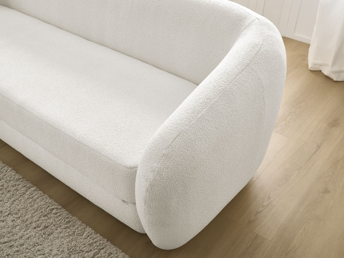 Canapé droit convertible déplimousse NEYO tissu bouclette