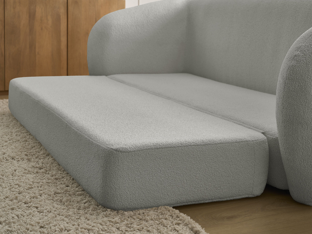 Canapé droit convertible déplimousse NEYO tissu bouclette