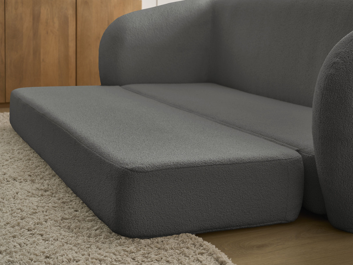 Canapé droit convertible déplimousse NEYO tissu bouclette