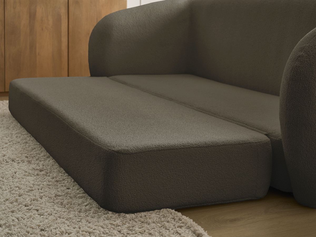 Canapé droit convertible déplimousse NEYO tissu bouclette