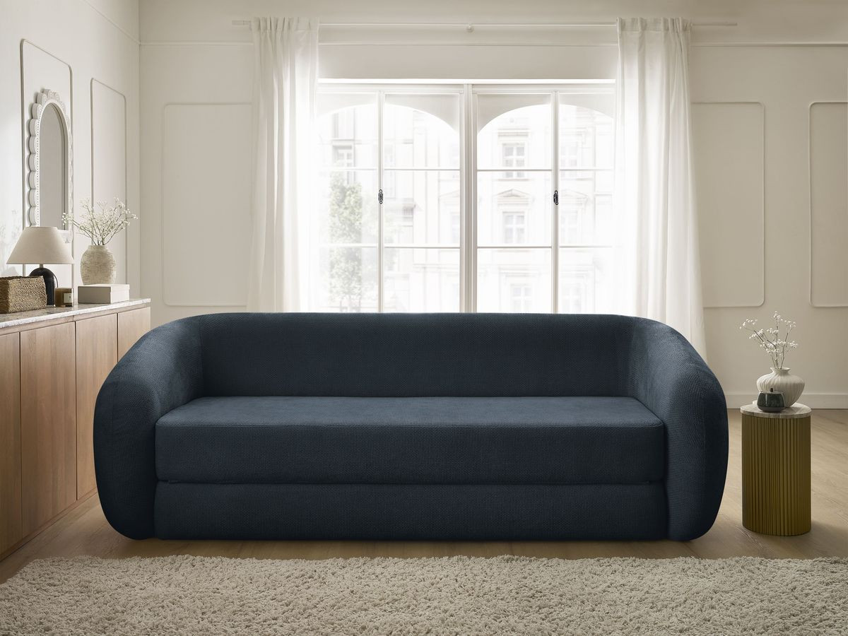 Canapé droit convertible déplimousse NEYO lisse bleu foncé — vue 5