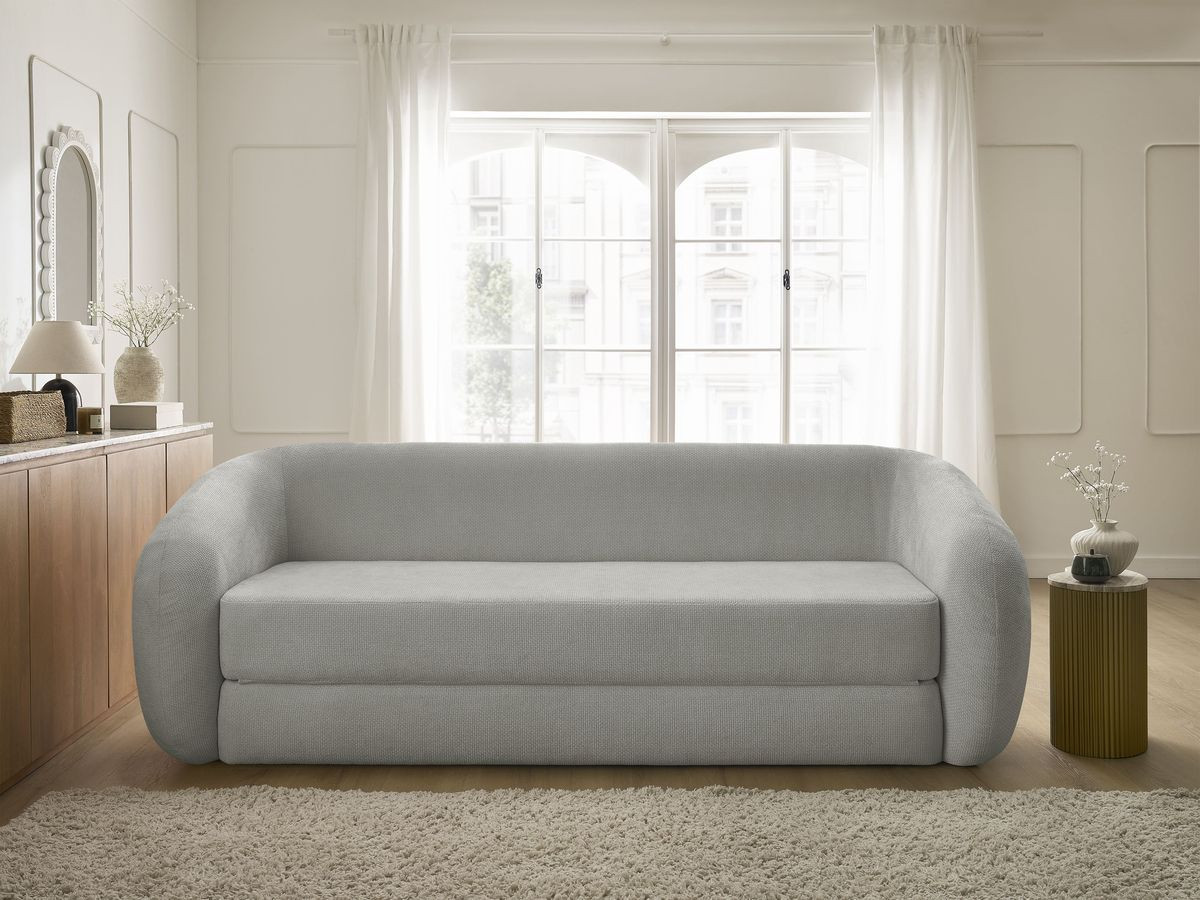 Canapé droit convertible déplimousse NEYO lisse gris clair — vue 5