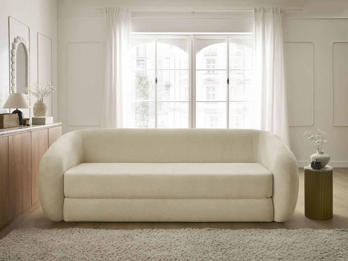 Canapé droit convertible déplimousse NEYO lisse taupe — vue 5