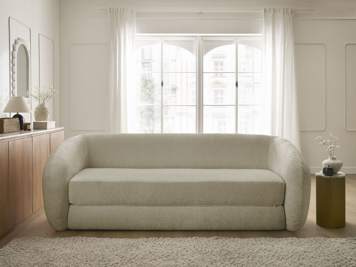 Canapé droit convertible déplimousse NEYO texturé taupe — vue 5