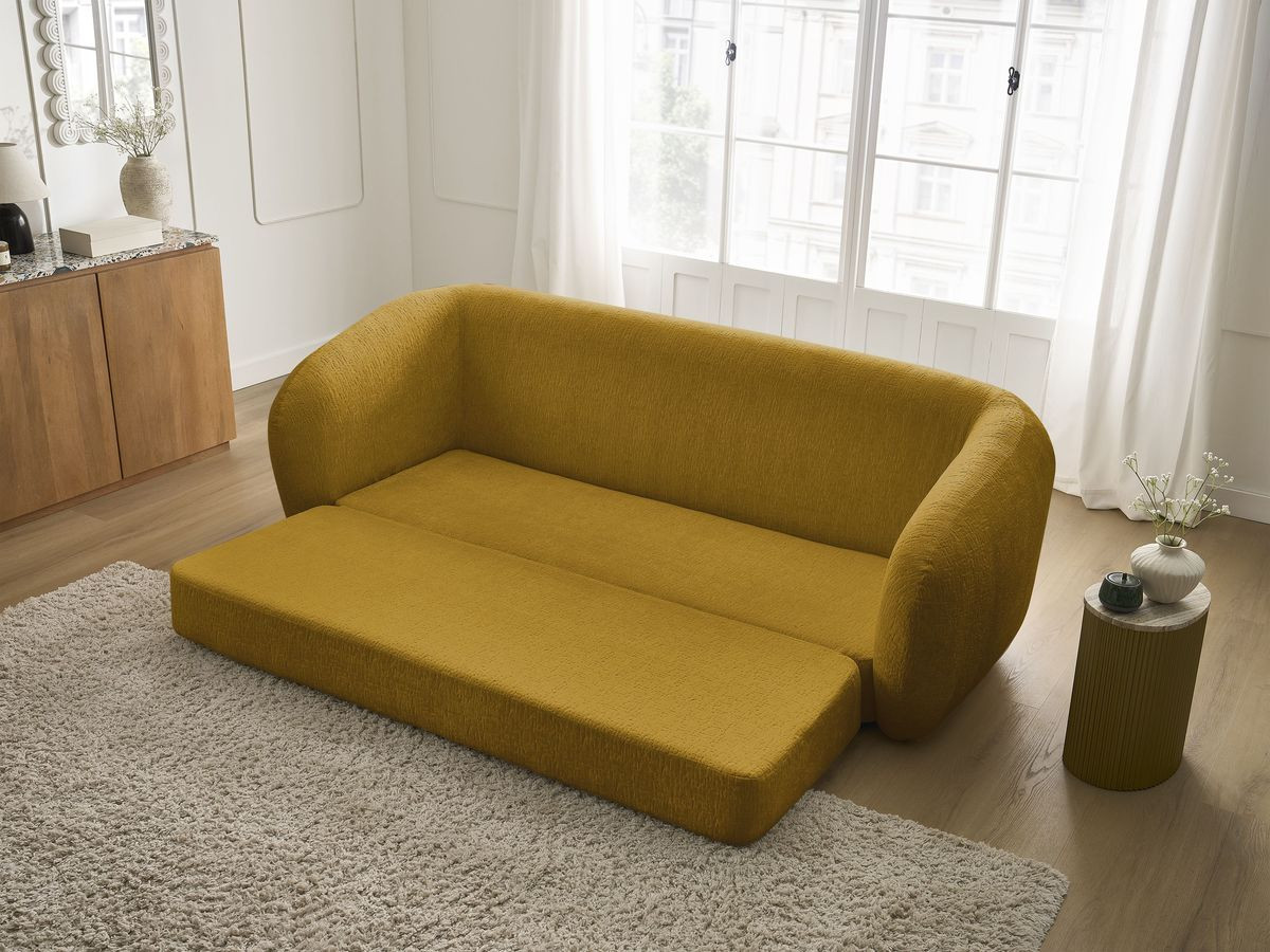 Canapé droit convertible déplimousse NEYO tissu texturé
