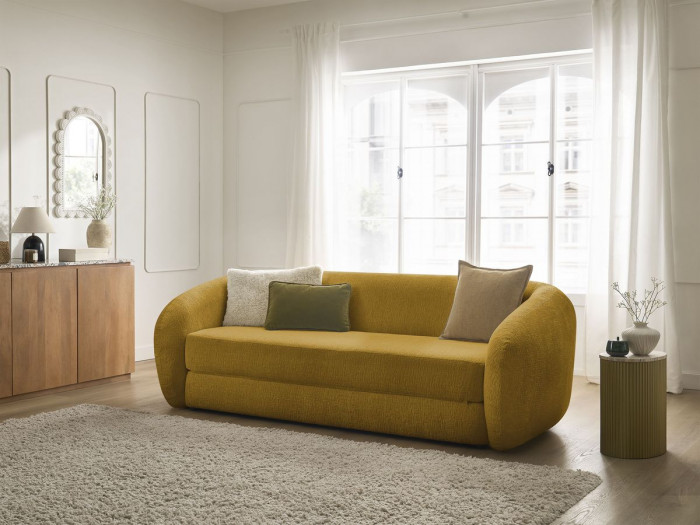 Canapé droit convertible déplimousse NEYO tissu texturé