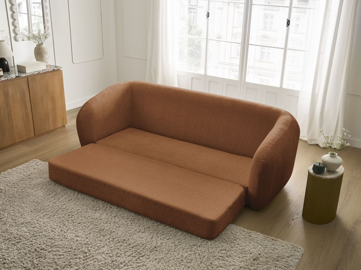 Canapé droit convertible déplimousse NEYO tissu texturé