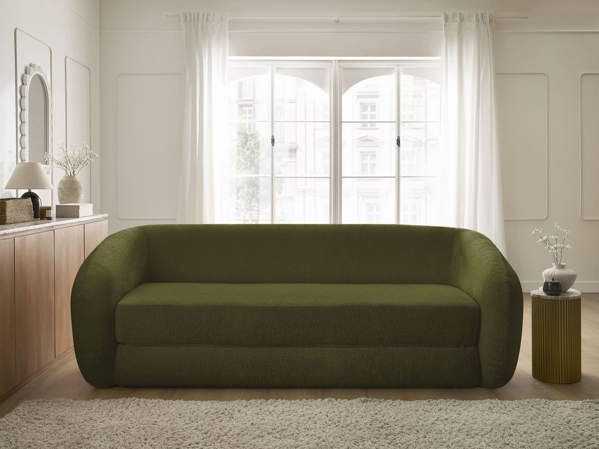 Canapé droit convertible déplimousse NEYO texturé vert — vue 5