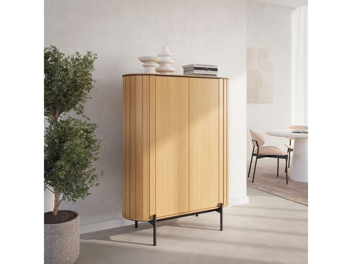 Buffet haut arrondi 2 portes 107 cm AMBOISE couleur chêne