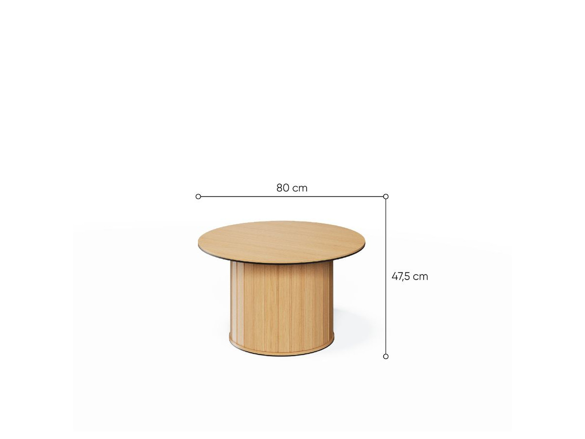 Table basse ronde D.80 cm AMBOISE couleur chêne