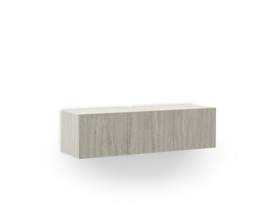 Meuble TV suspendu 3 portes 140 cm LECCE effet travertin