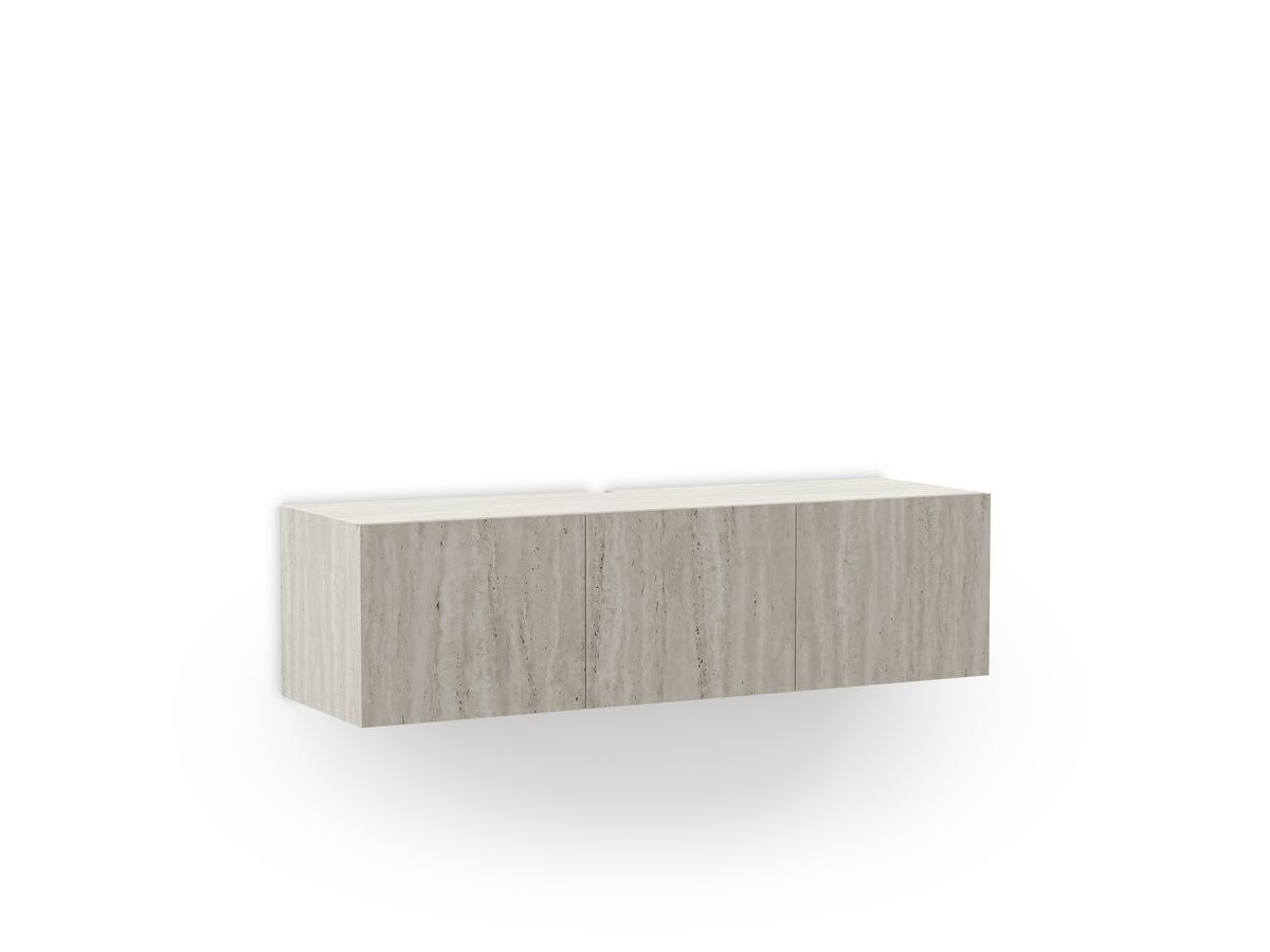 Meuble TV suspendu 3 portes 140 cm LECCE effet travertin — vue 3