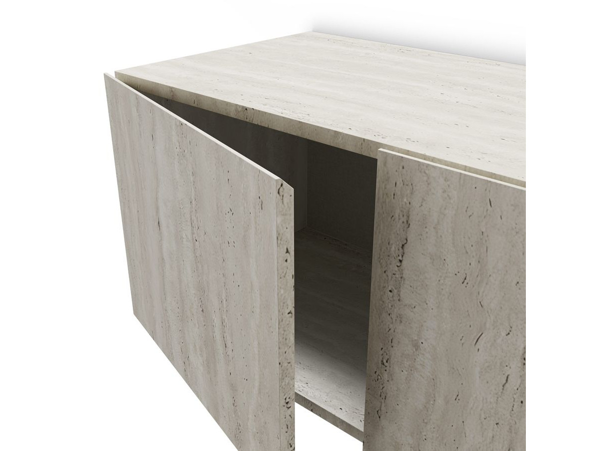 Meuble TV suspendu 3 portes 140 cm LECCE effet travertin