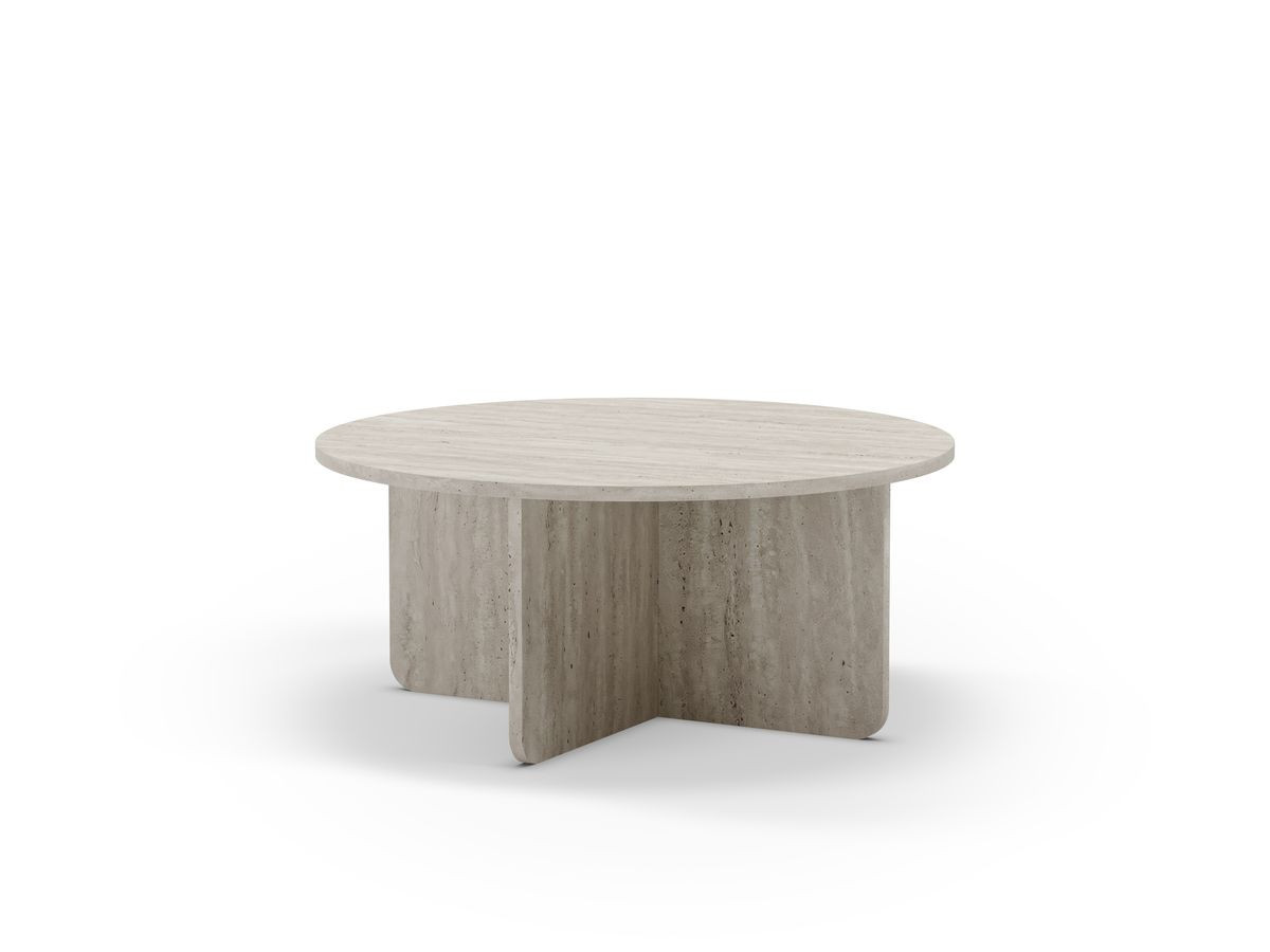 Table basse D.80 cm LECCE effet travertin — vue 5
