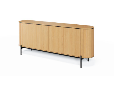 Buffet arrondi 4 portes 200 cm AMBOISE couleur chêne