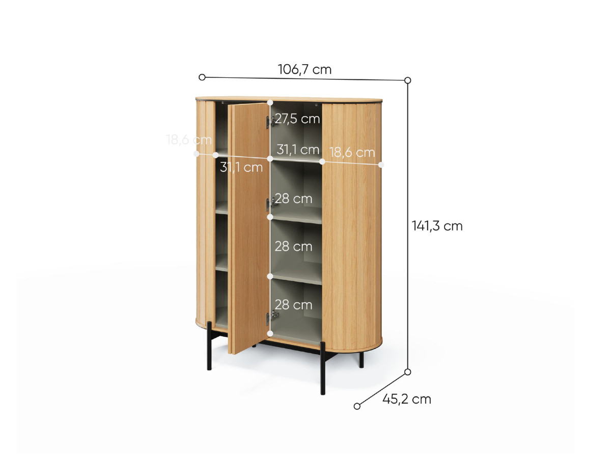 Buffet haut arrondi 2 portes 107 cm AMBOISE couleur chêne