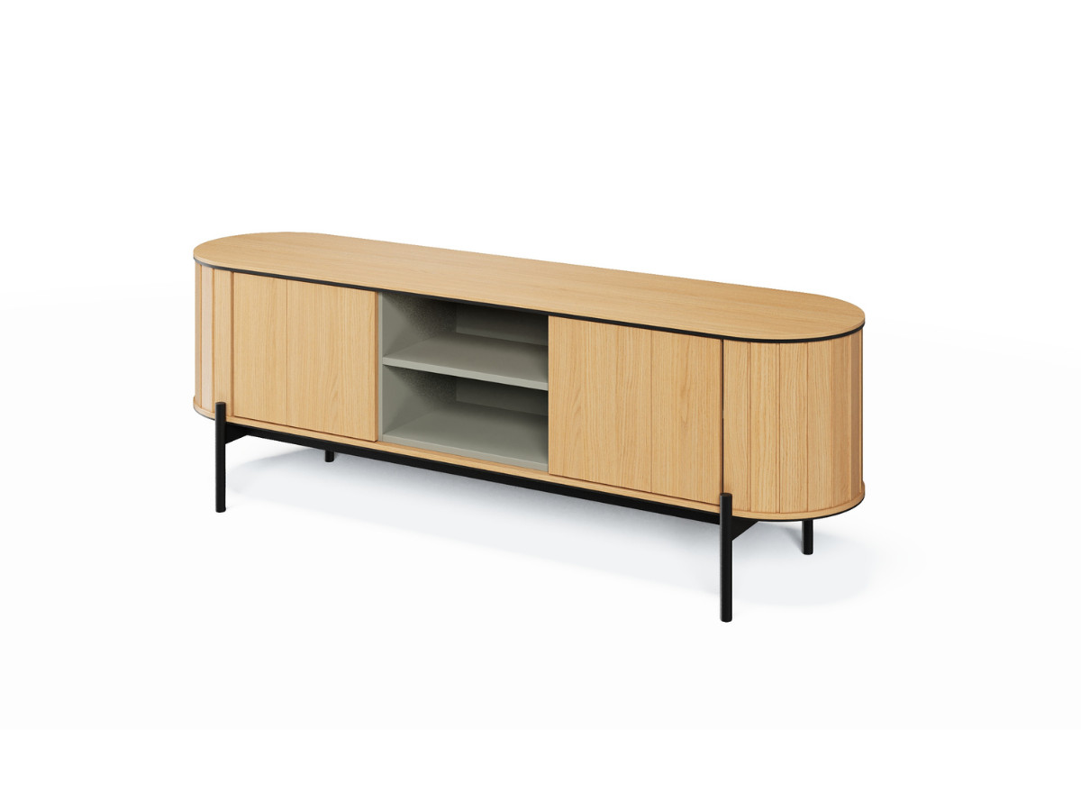 Meuble TV arrondi 2 portes 168 cm AMBOISE couleur chêne — vue 3