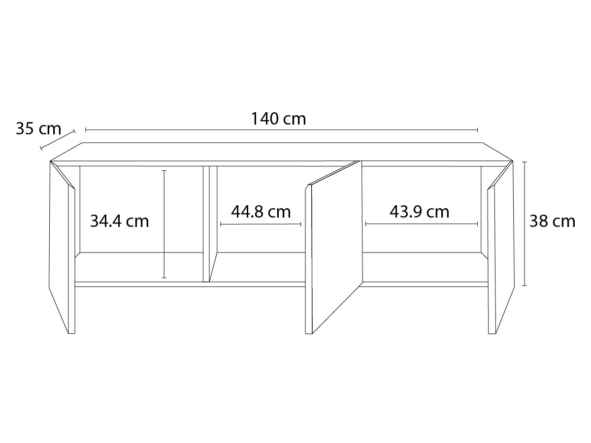 Meuble TV suspendu 3 portes 140 cm LECCE effet travertin