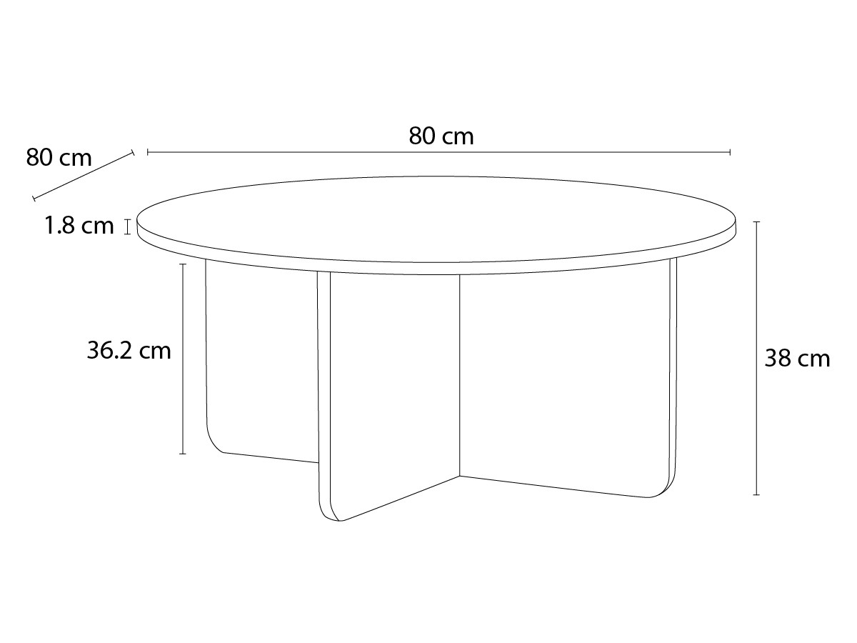 Salontafel D.80 cm LECCE travertin effect