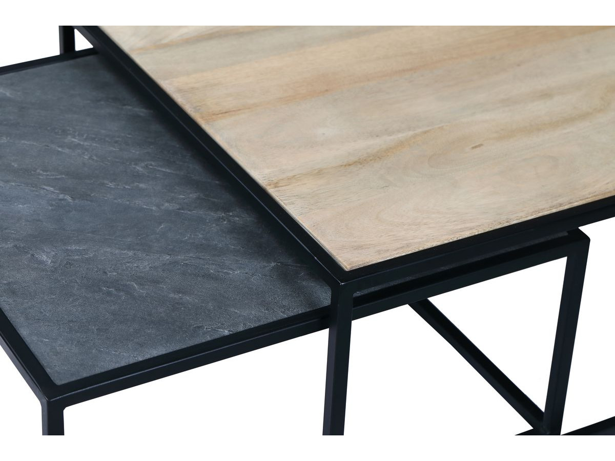Tables basses gigognes MARTIN bois massif de manguier et métal — vue 6