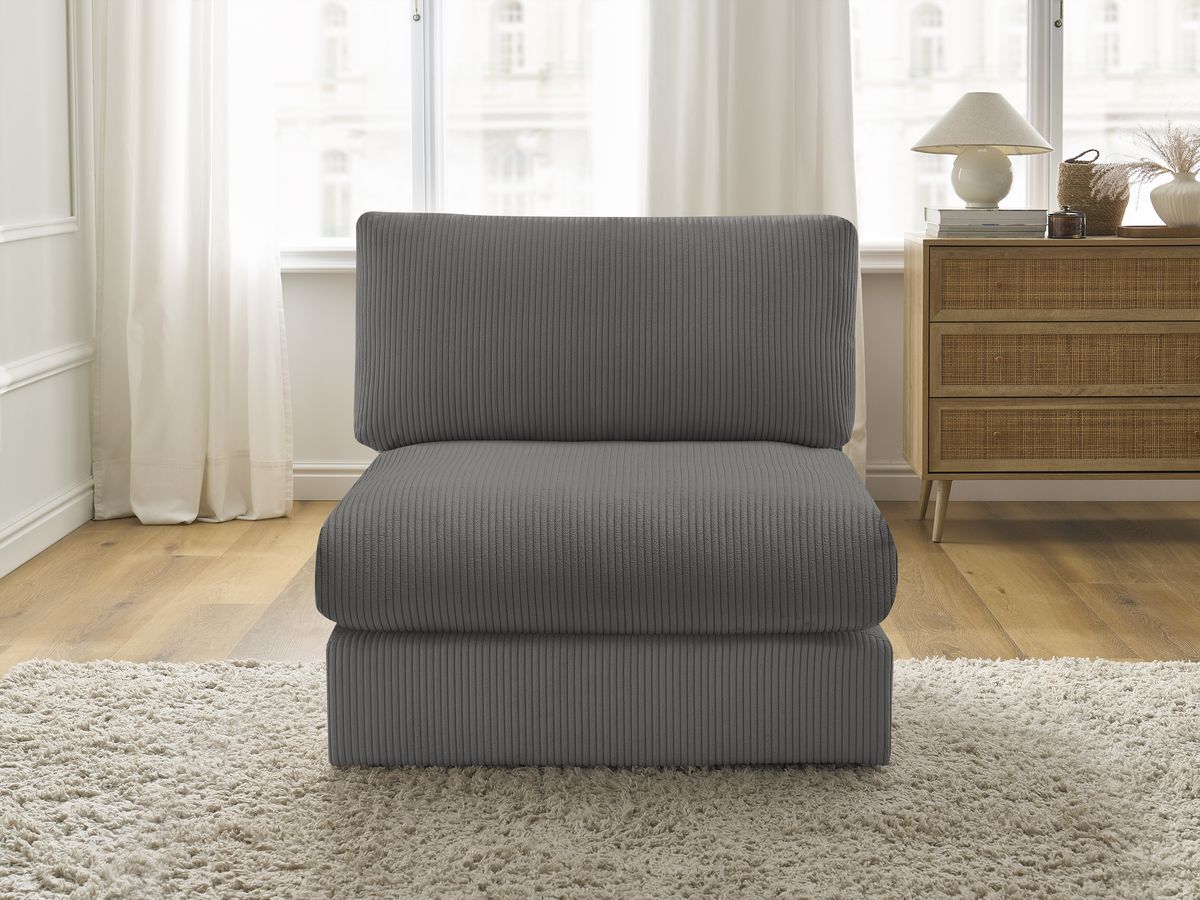 Chauffeuse 1 place pour canapé modulable PARIS velours côtelé gris foncé BOBOCHIC 1 places - Vue supplémentaire 3