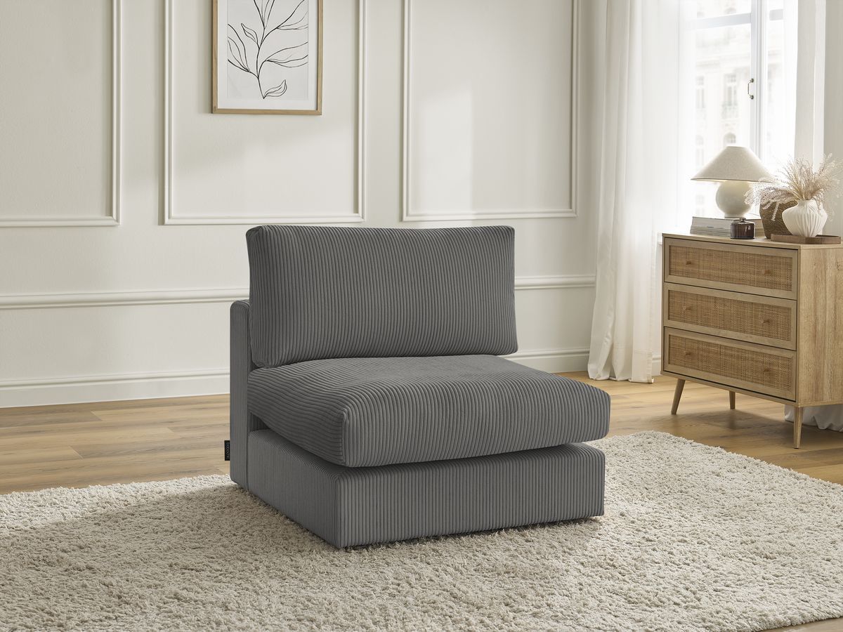 Canapé d'angle fixe EVEREST tissu chiné - Orange - Angle droit - 10 coussins