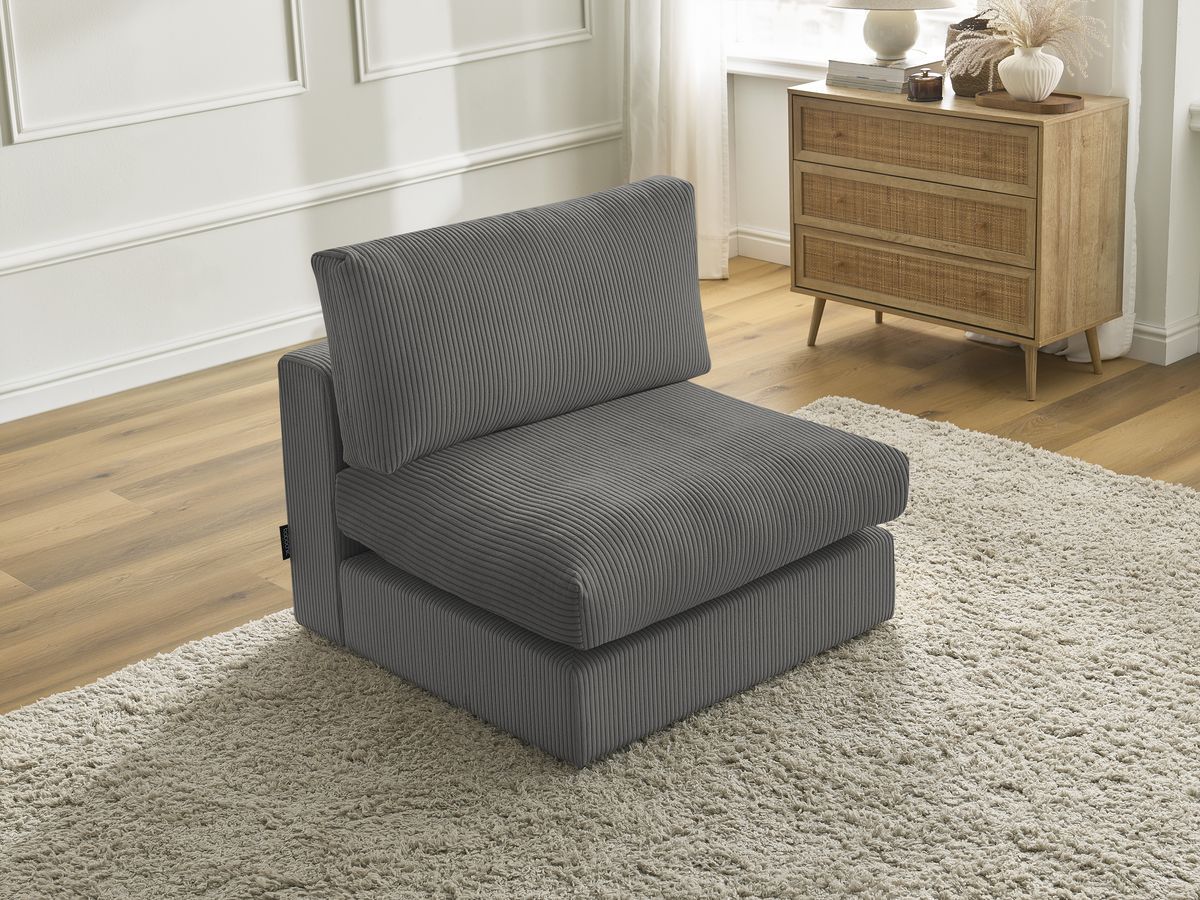 Canapé d'angle fixe EVEREST tissu chiné - Orange - Angle droit - 10 coussins