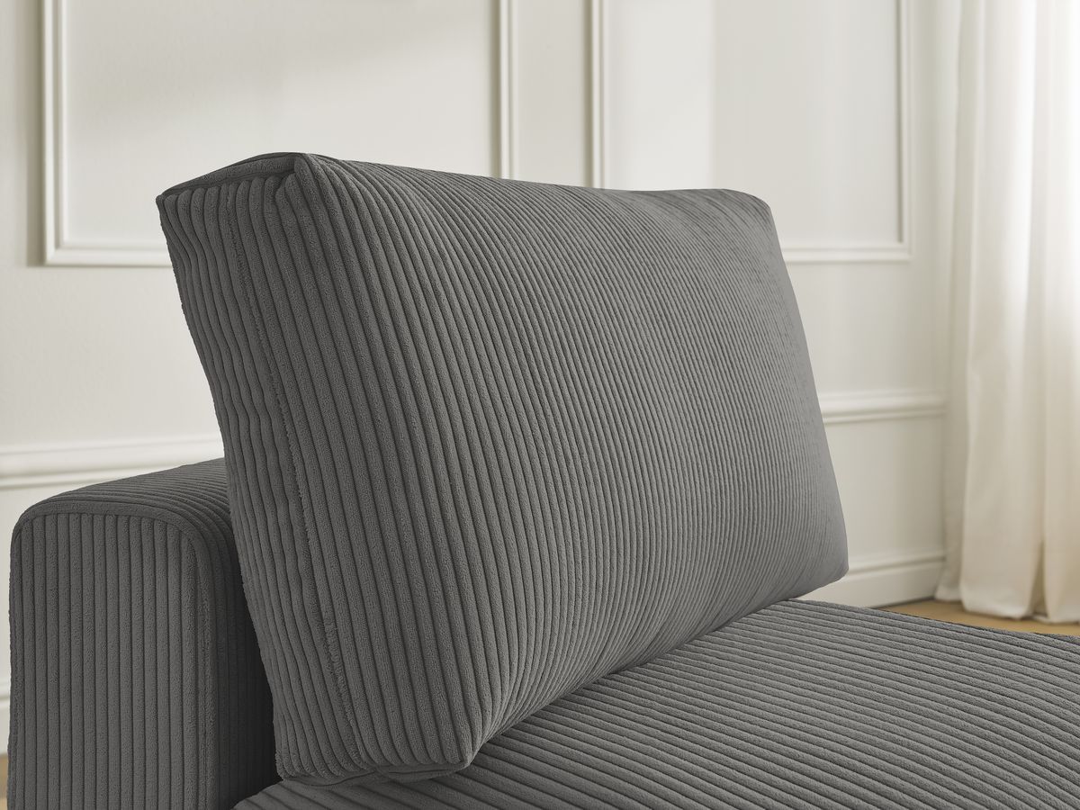 Canapé d'angle fixe EVEREST tissu chiné - Orange - Angle droit - 10 coussins