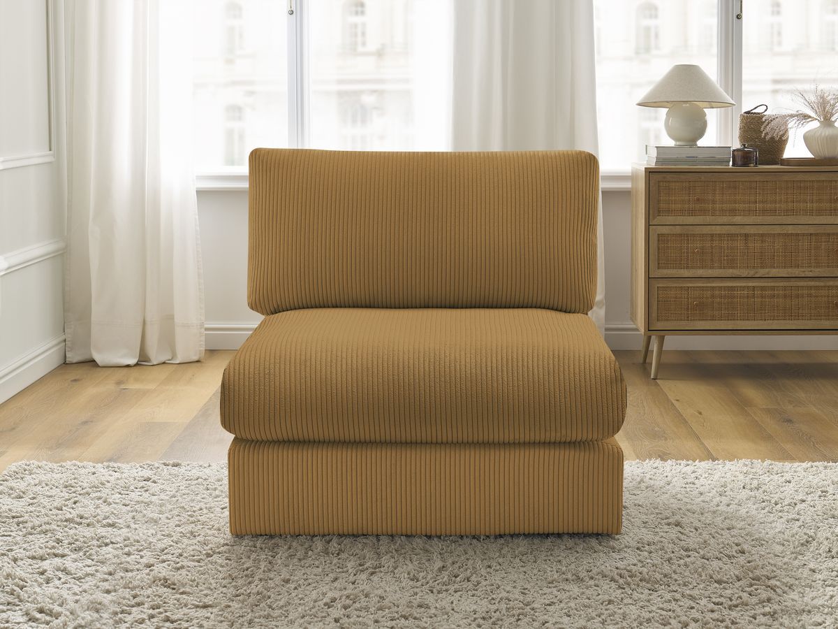 Chauffeuse 1 place pour canapé modulable PARIS velours côtelé jaune BOBOCHIC 1 places - Vue supplémentaire 3
