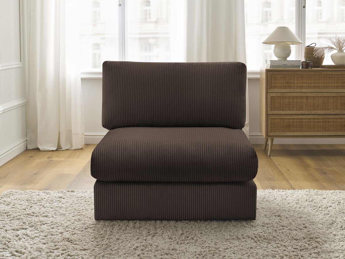 Chauffeuse 1 place pour canapé modulable PARIS velours côtelé marron BOBOCHIC 1 places - Vue supplémentaire 3