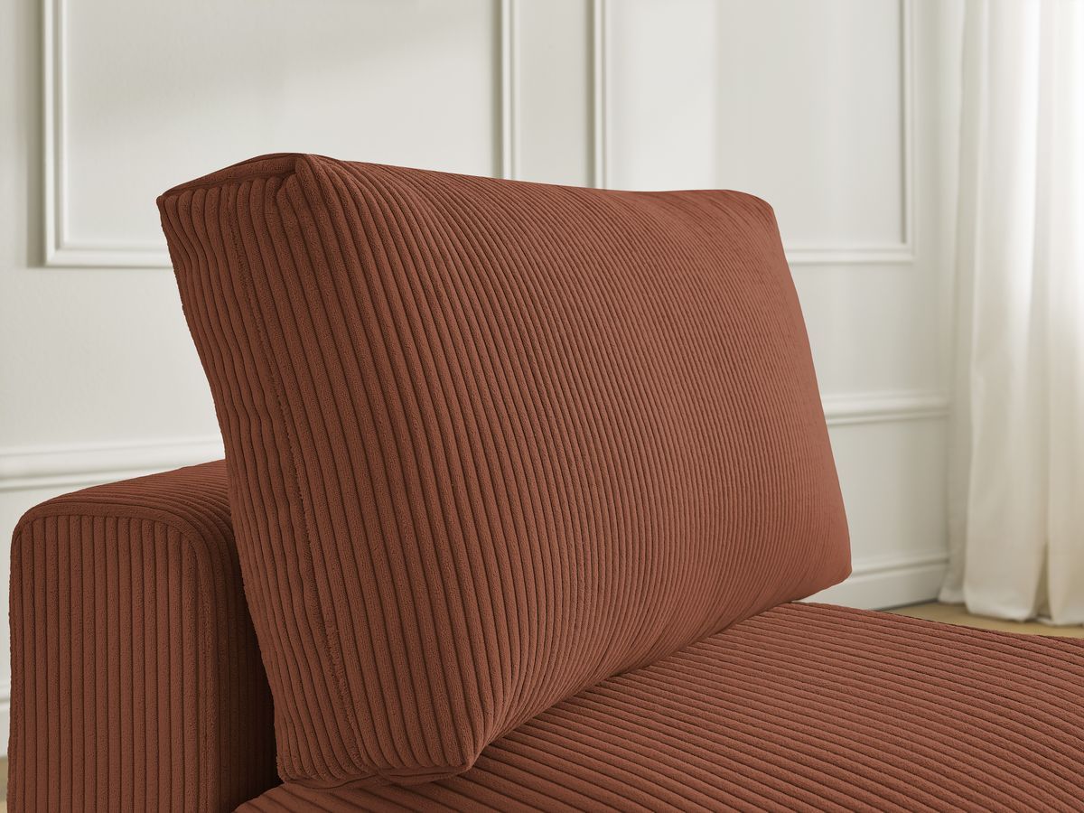 Canapé d'angle fixe EVEREST tissu chiné - Orange - Angle droit - 10 coussins