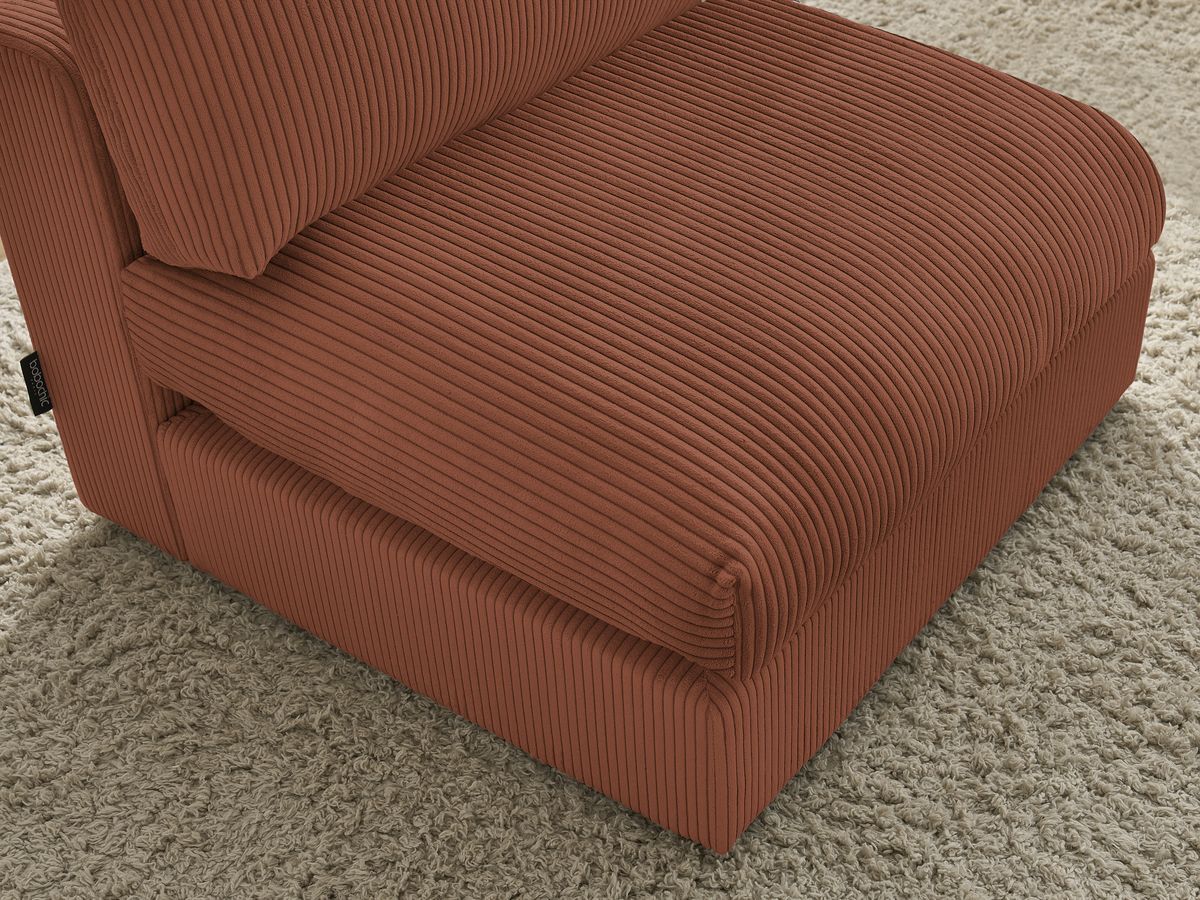 Canapé d'angle fixe EVEREST tissu chiné - Orange - Angle droit - 10 coussins