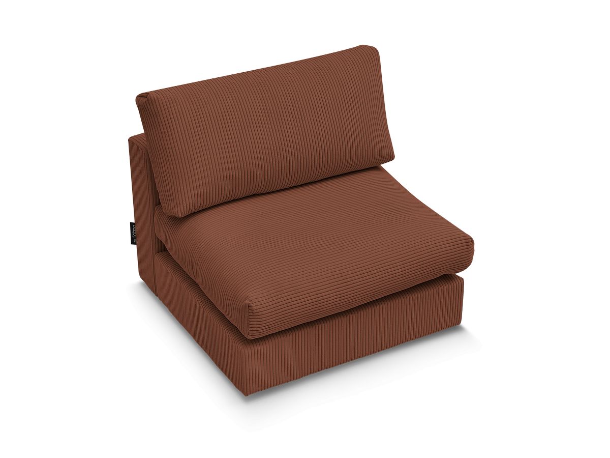 Canapé d'angle fixe EVEREST tissu chiné - Orange - Angle droit - 10 coussins