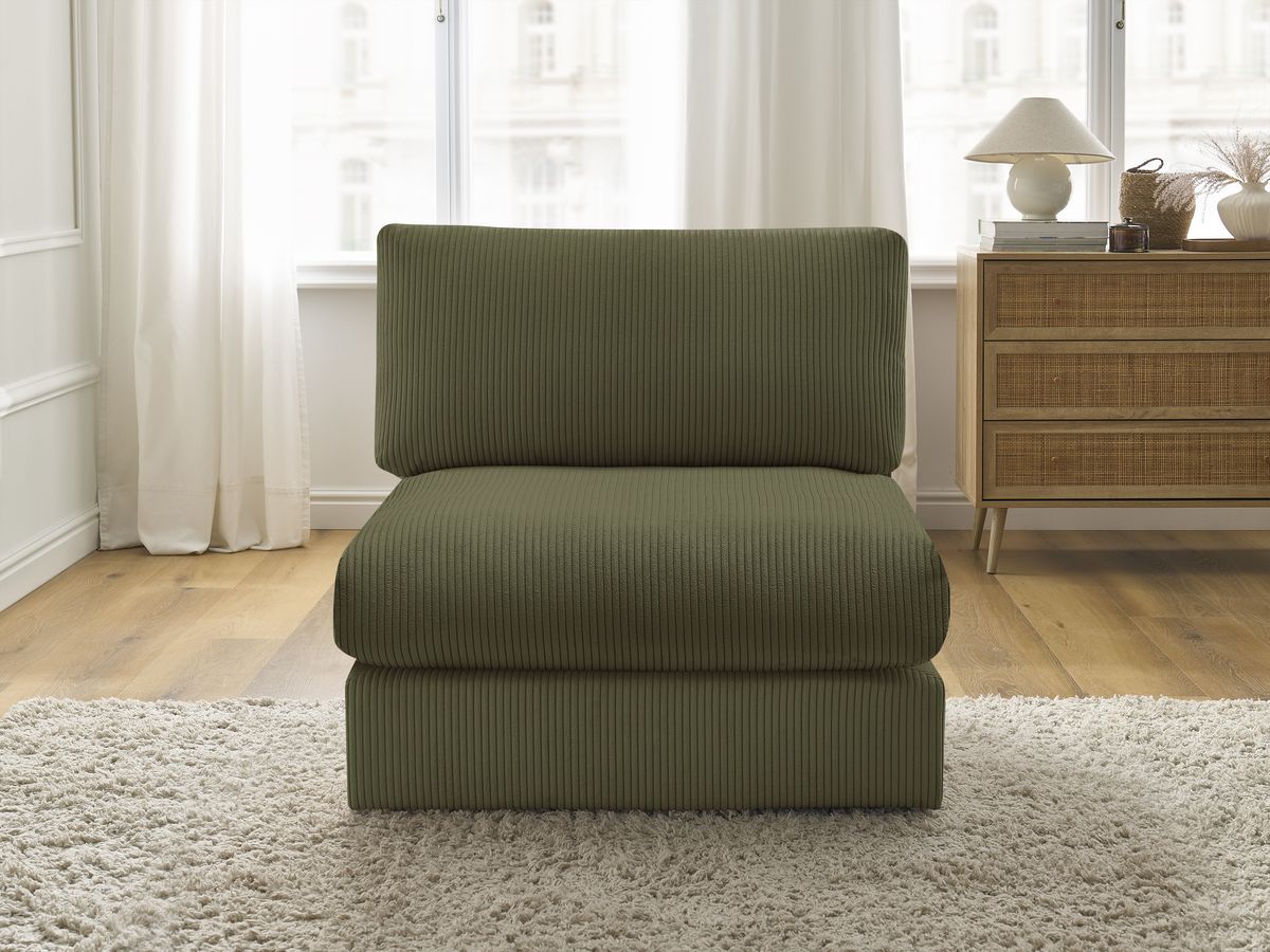 Chauffeuse 1 place pour canapé modulable PARIS velours côtelé vert BOBOCHIC 1 places - Vue supplémentaire 3