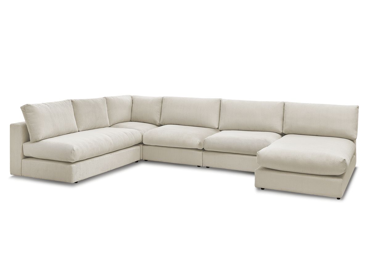Stała sofa narożna 100% modułowa ultra miękka tkanina PARIS 3 fotele, 1 meridian, 1 narożnik, 1 pufa