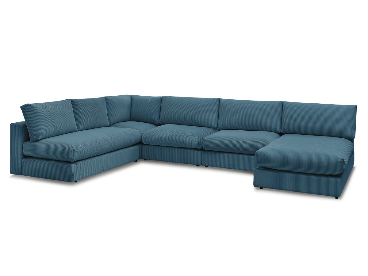 Stała sofa narożna 100% modułowa ultra miękka tkanina PARIS 3 fotele, 1 meridian, 1 narożnik, 1 pufa