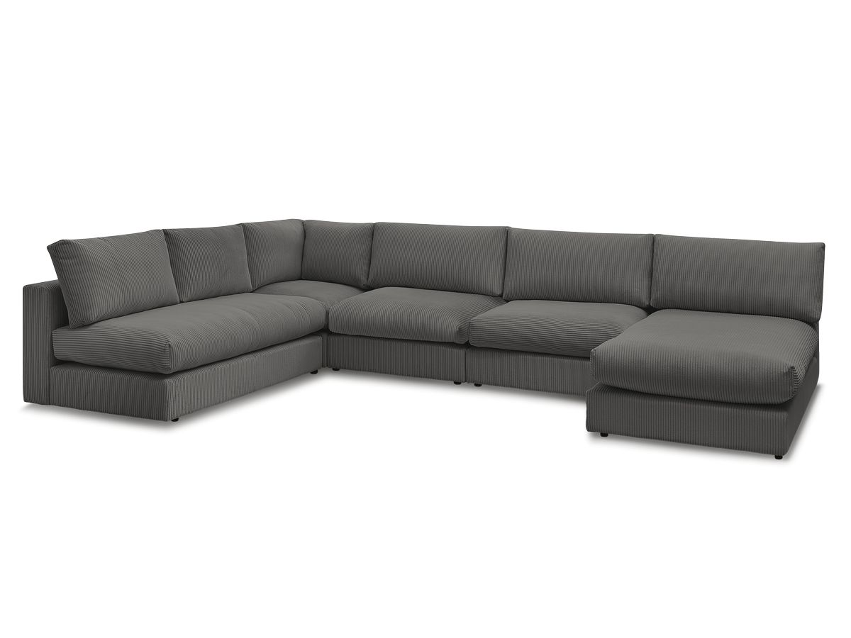 Stała sofa narożna 100% modułowa ultra miękka tkanina PARIS 3 fotele, 1 meridian, 1 narożnik, 1 pufa