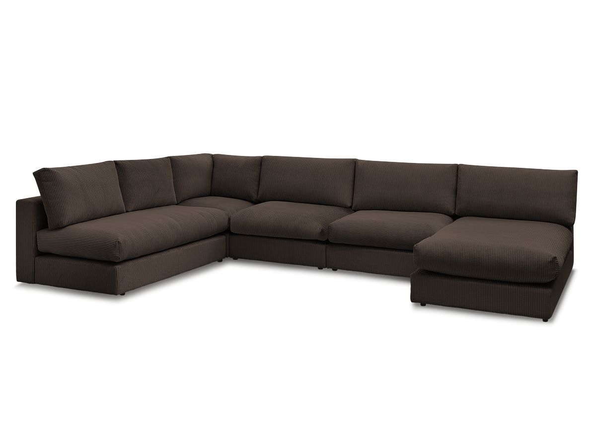 Stała sofa narożna 100% modułowa ultra miękka tkanina PARIS 3 fotele, 1 meridian, 1 narożnik, 1 pufa