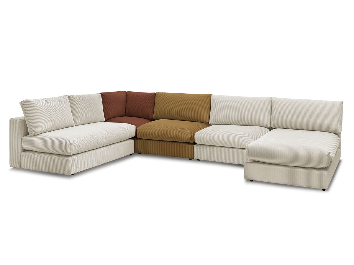 Stała sofa narożna 100% modułowa ultra miękka tkanina PARIS 3 fotele, 1 meridian, 1 narożnik, 1 pufa
