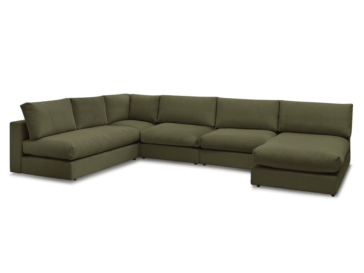 Stała sofa narożna 100% modułowa ultra miękka tkanina PARIS 3 fotele, 1 meridian, 1 narożnik, 1 pufa