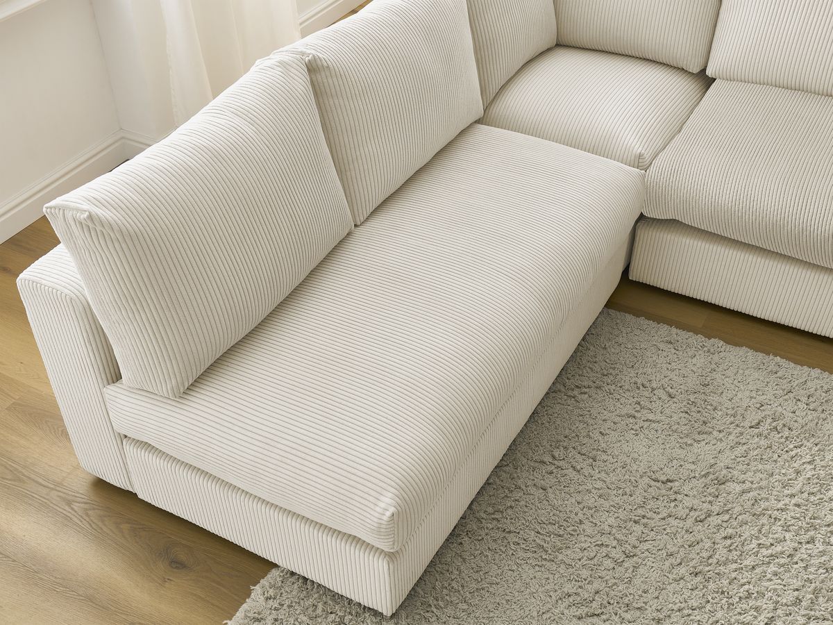 Modulaire PARIS corduroy hoekbank met 3 fauteuils, 1 chaise longue, 1 hoekbank en 1 poef