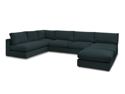 Canapé d'angle modulable PARIS velours côtelé avec 3 chauffeuses, 1 méridienne, 1 angle, et 1 pouf