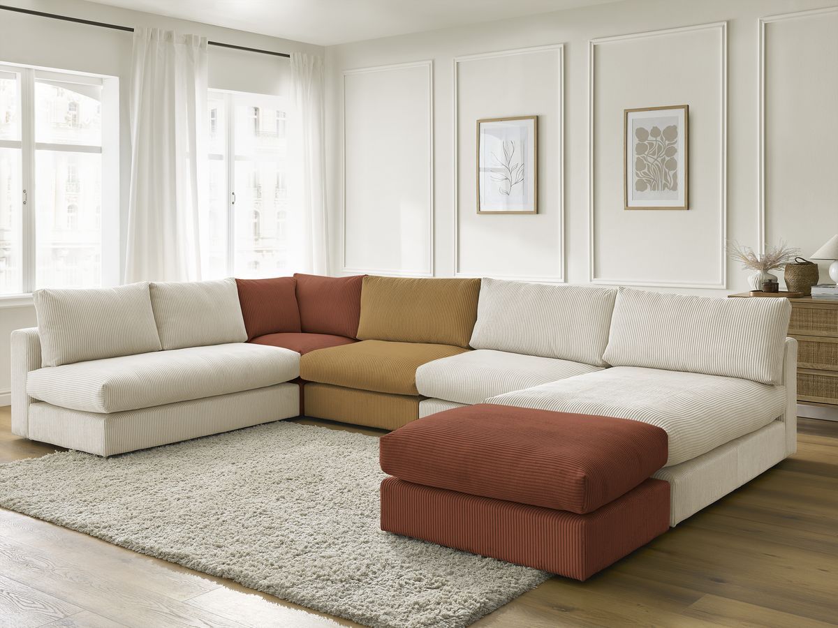 Canapé d'angle modulable PARIS velours côtelé multicolore 6 places — vue 5