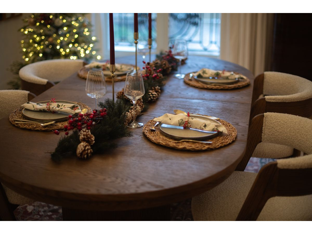 Uitschuifbare eettafel 210 tot 270 cm MALMOUSQUE massief eiken fineer