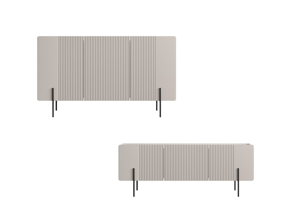 MATHILDE set met 150 cm dressoir + 150 cm tv-meubel met marmerlook blad en zwarte poten