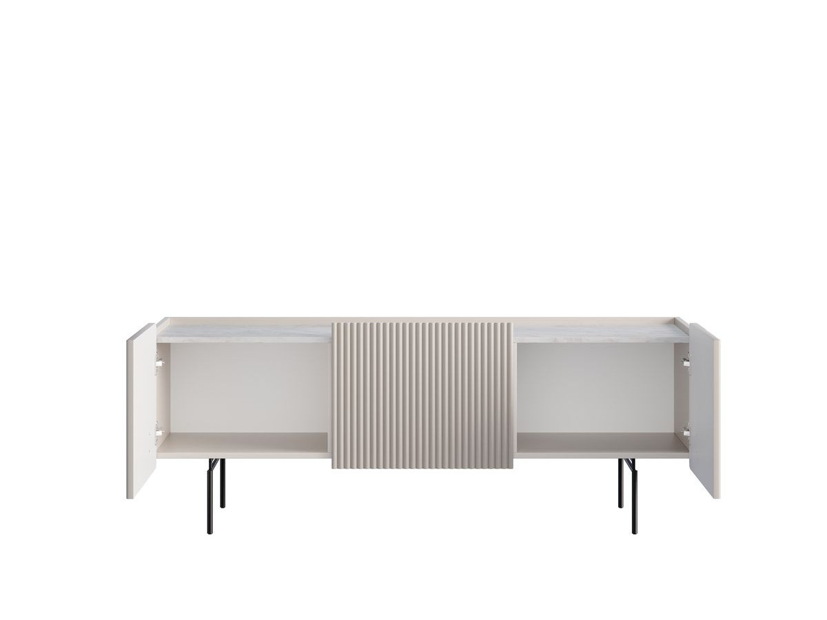 MATHILDE set met 150 cm dressoir + 150 cm tv-meubel met marmerlook blad en zwarte poten